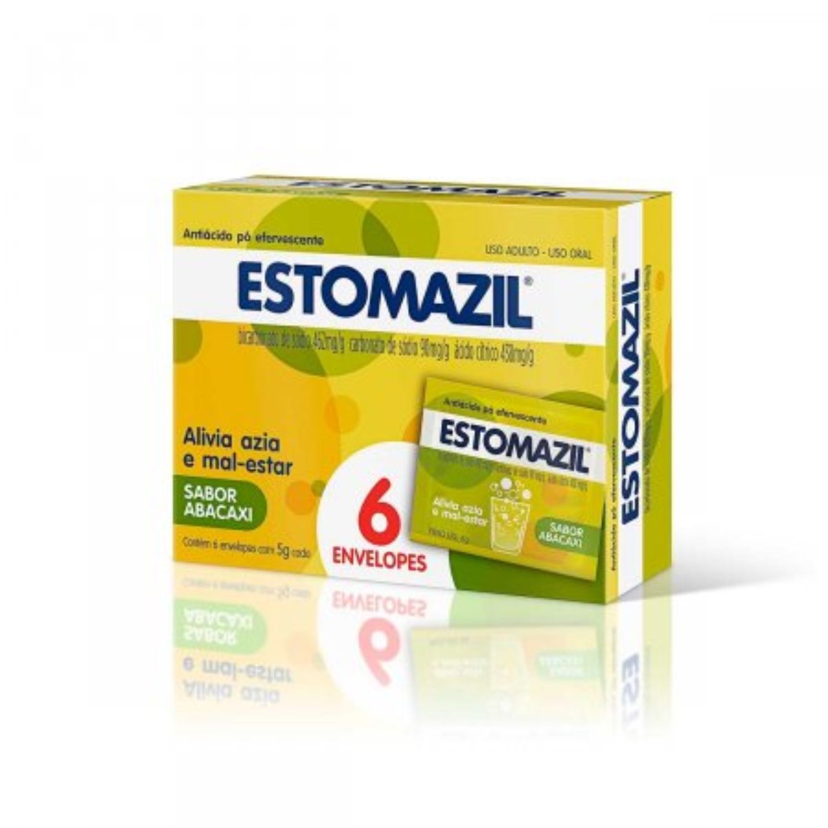 Encontraproduto.com.br - Estomazil Sabor Abacaxi Pó Efervecente com 6 envelopes de 5g