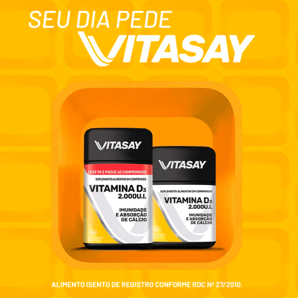 Encontraproduto.com.br - Suplemento Alimentar Vitasay Vitamina D3 2000UI 30 Comprimidos