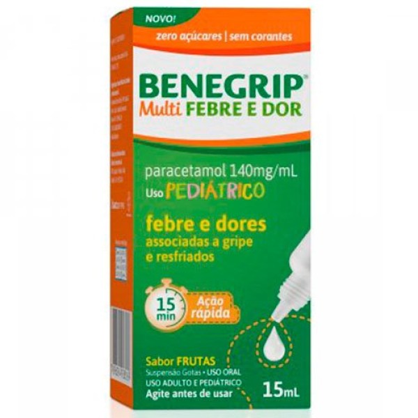 Benegrip Multi  Febre E Dor 140mg/mL  Suspensão Gotas  15mL  Cosmed