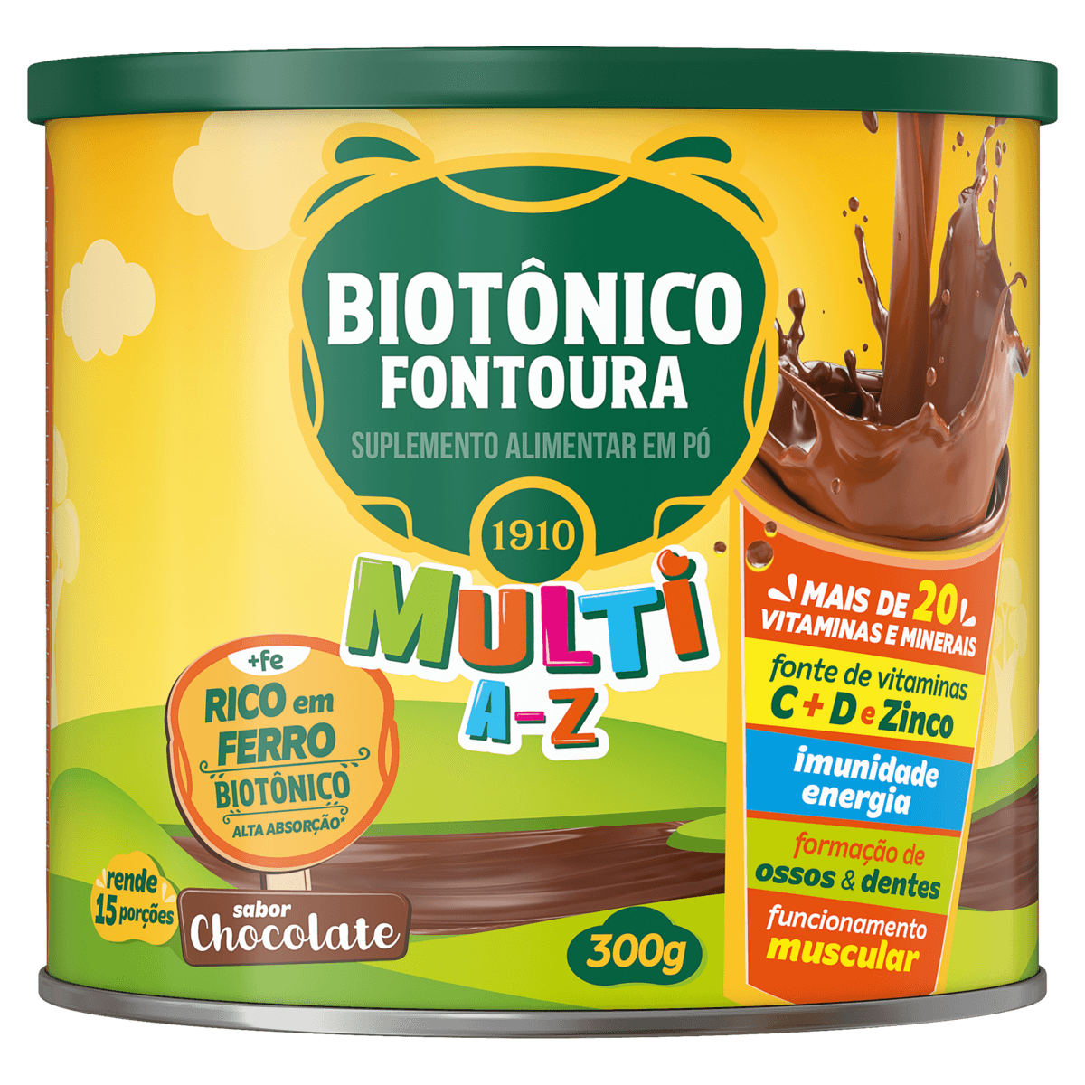 Encontraproduto.com.br - Suplemento Alimentar em Pó Biotônico Fontoura Multi A-Z Chocolate com 300g