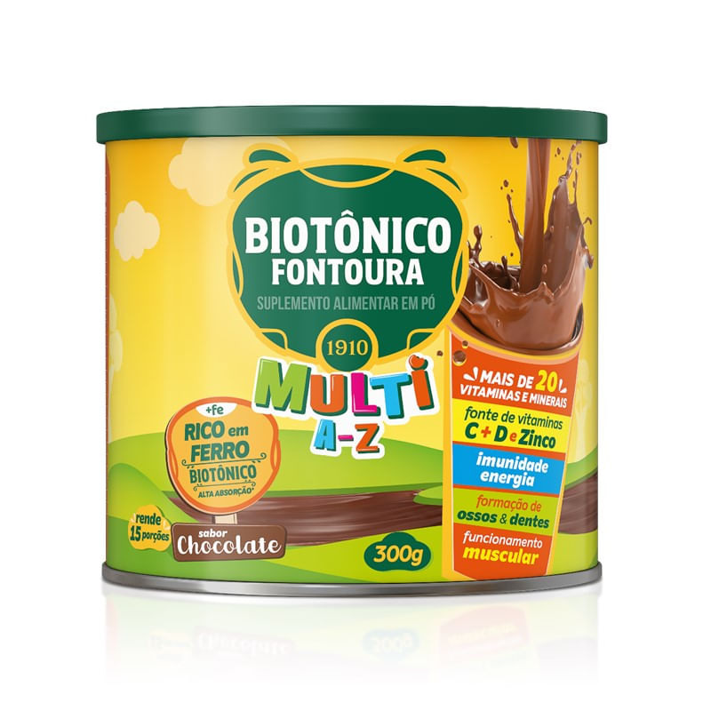 Encontraproduto.com.br - Suplemento Alimentar em Pó Biotônico Fontoura Multi A-Z Chocolate com 300g