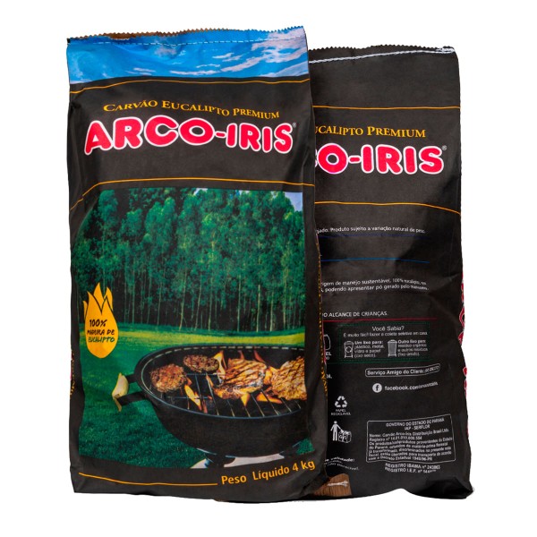 Carvão Vegetal Arco-íris Premium Saco com 4kg