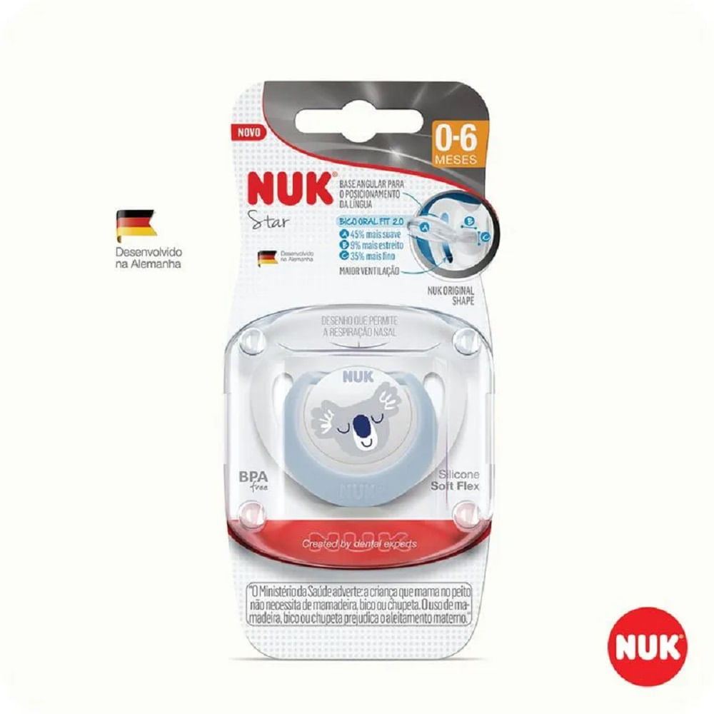 Encontraproduto.com.br - Chupeta Com Bico De Silicone Star Silicone 0-6 Meses Nuk
