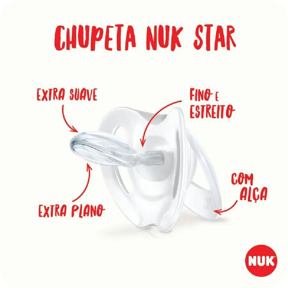 Encontraproduto.com.br - Chupeta Com Bico De Silicone Star Silicone 0-6 Meses Nuk
