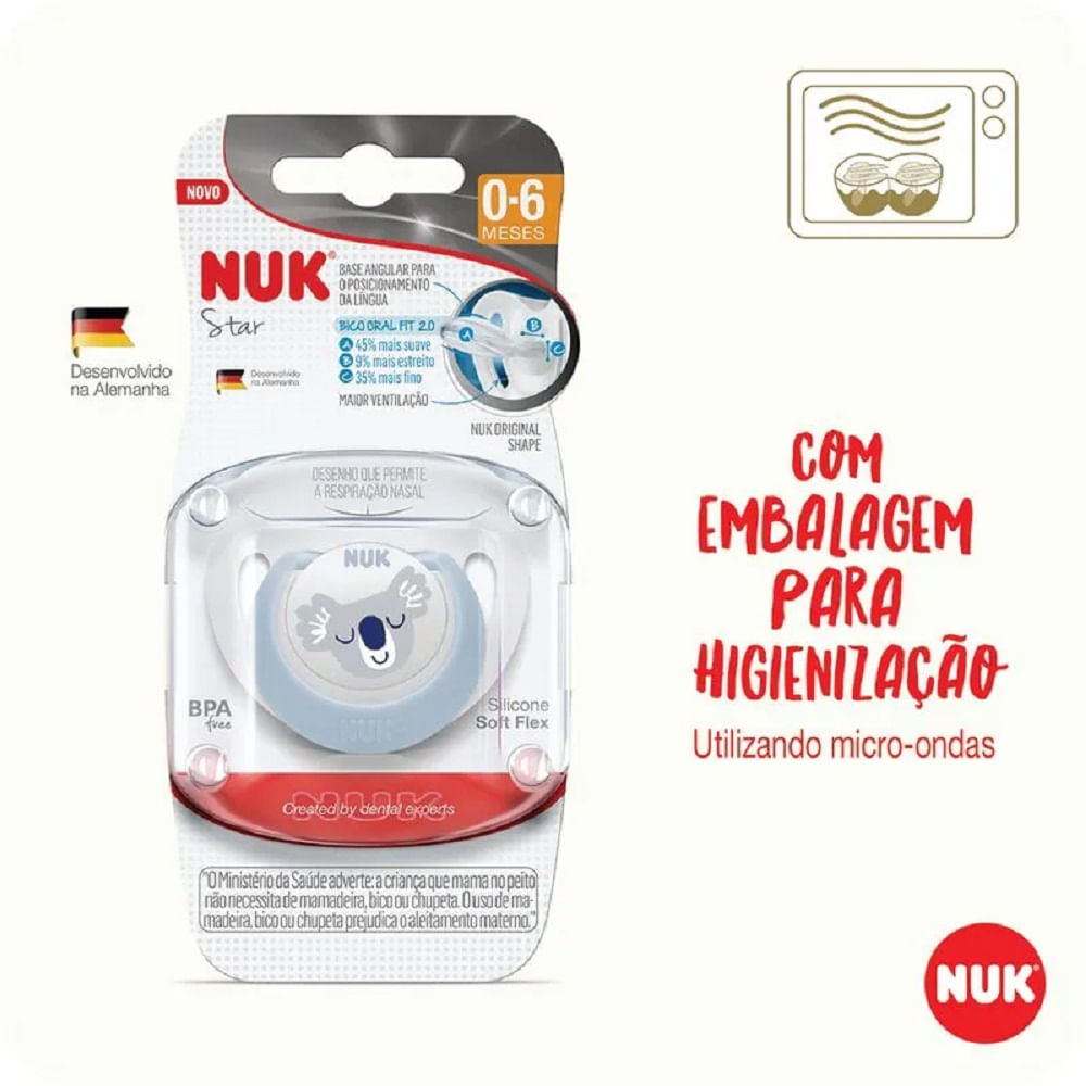 Encontraproduto.com.br - Chupeta Com Bico De Silicone Star Silicone 0-6 Meses Nuk