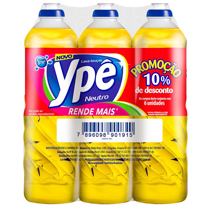 Encontraproduto.com.br - Lava Louças Ypê Neutro 500ml c/ 6 unidades (10% de desconto)