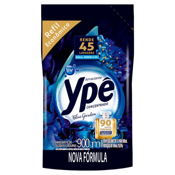 Encontraproduto.com.br - Amaciante Ypê Concentrado Blue Garden 900ml Refil Econômico