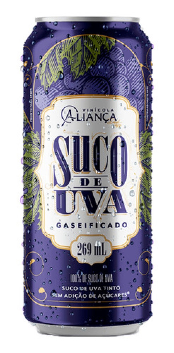 Encontraproduto.com.br - Suco de Uva Gaseificada Aliança Lata 269ml