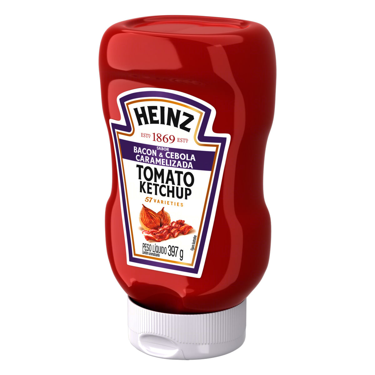 Encontraproduto.com.br - Ketchup Heinz Bacon e cebola Pet com 397g