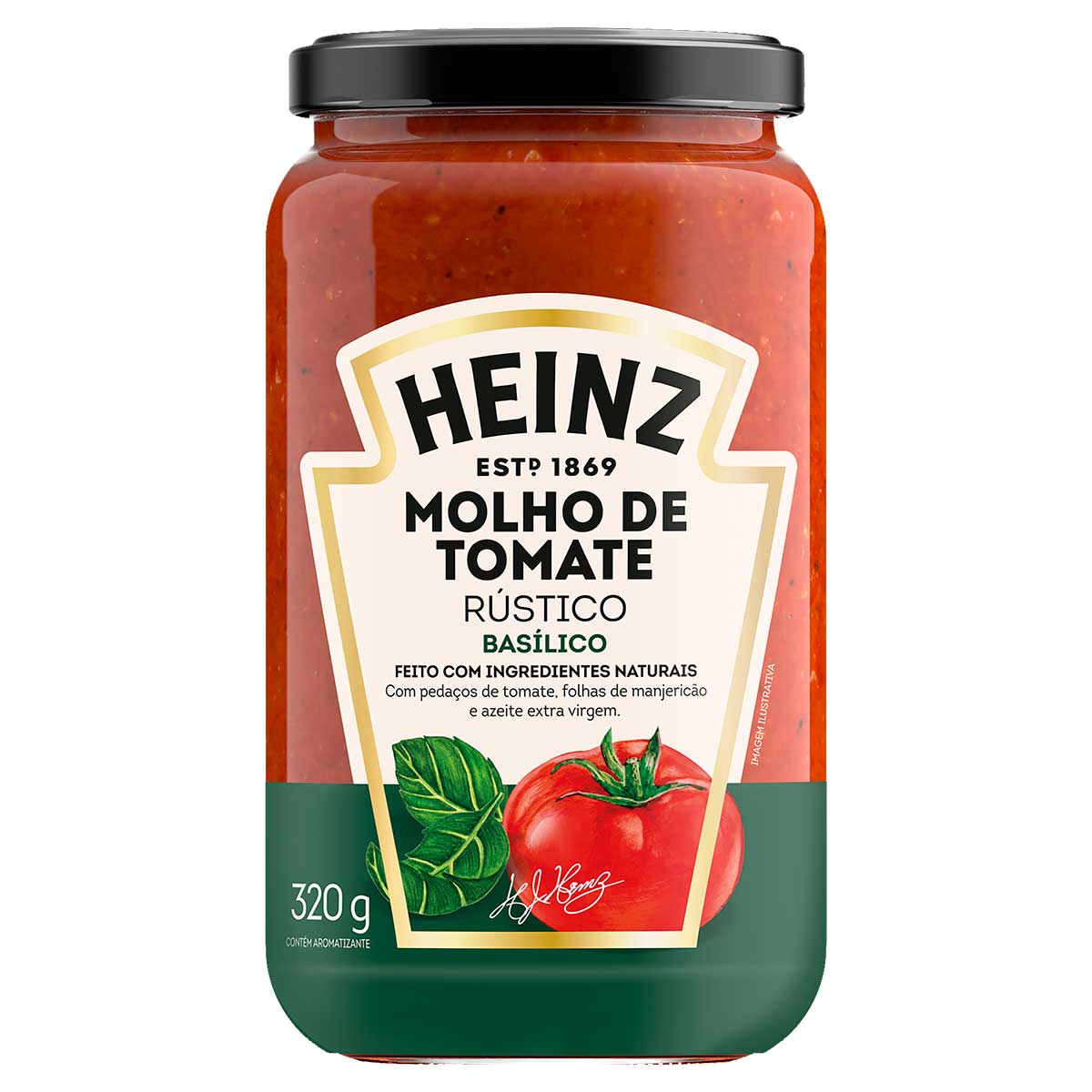 Encontraproduto.com.br - Molho de Tomate Rústico Heinz Basílico Vidro com 320g