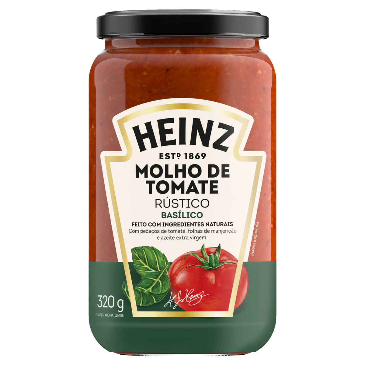 Encontraproduto.com.br - Molho de Tomate Rústico Heinz Basílico Vidro com 320g