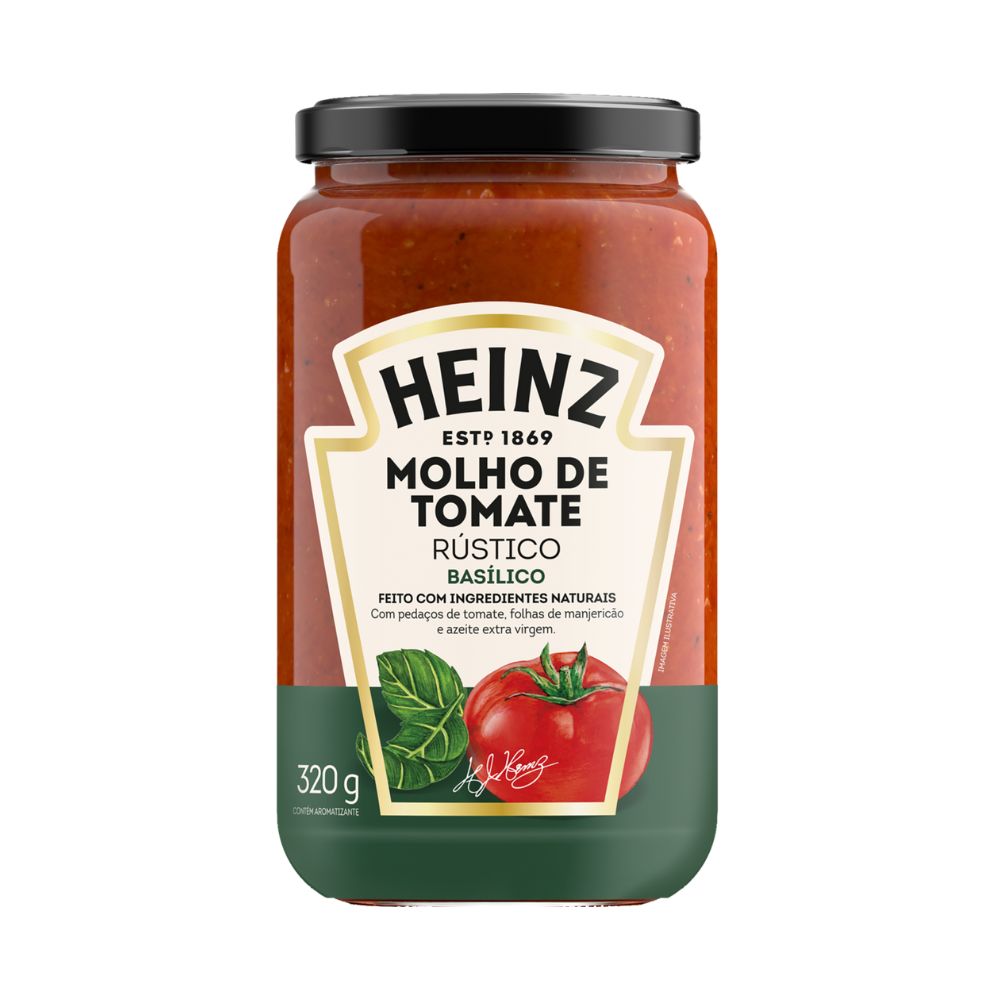 Encontraproduto.com.br - Molho de Tomate Rústico Heinz Basílico Vidro com 320g