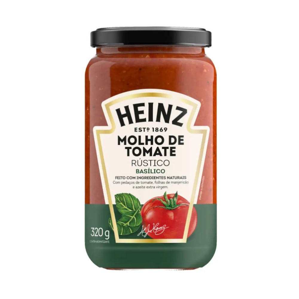 Encontraproduto.com.br - Molho de Tomate Rústico Heinz Basílico Vidro com 320g