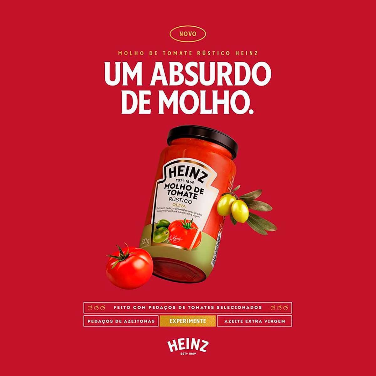 Encontraproduto.com.br - Molho de Tomate Rústico Heinz Oliva Vidro com 320g