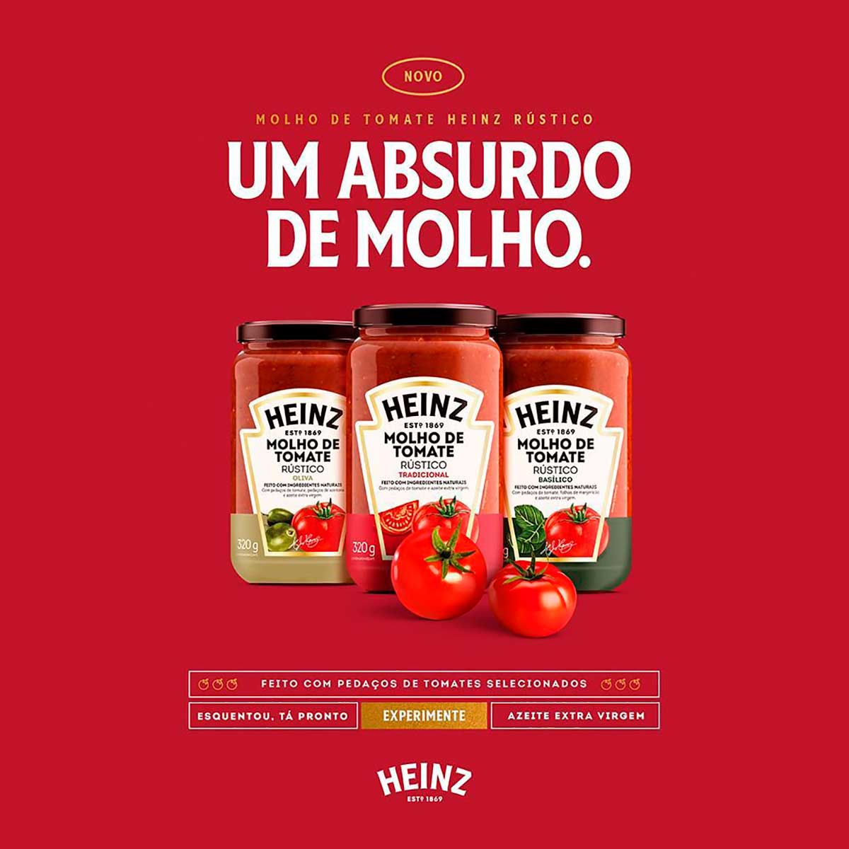 Encontraproduto.com.br - Molho de Tomate Rústico Heinz Oliva Vidro com 320g