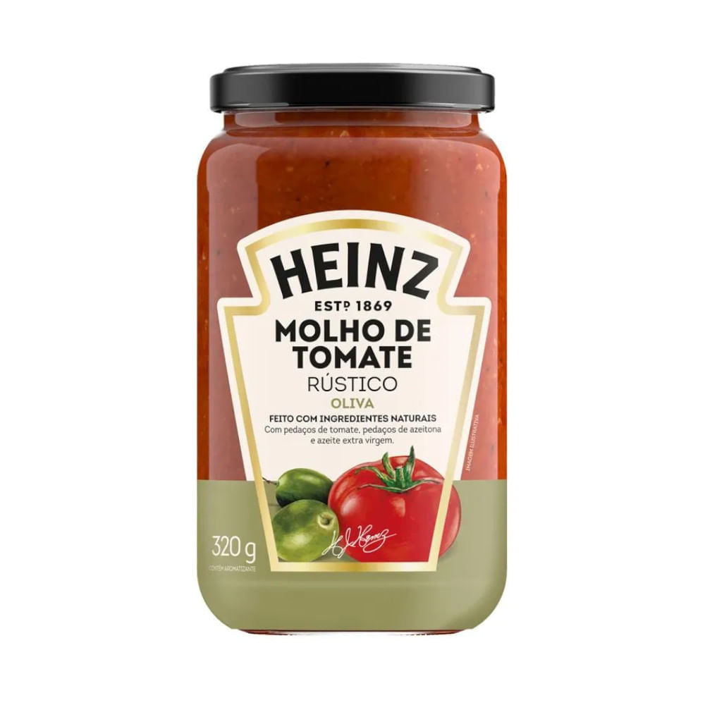 Encontraproduto.com.br - Molho de Tomate Rústico Heinz Oliva Vidro com 320g
