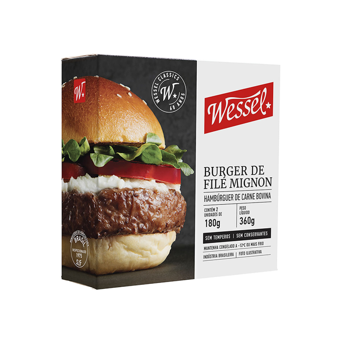 Hambúrguer de Filé Mignon Congelado Wessel 360g com 2 Unidades