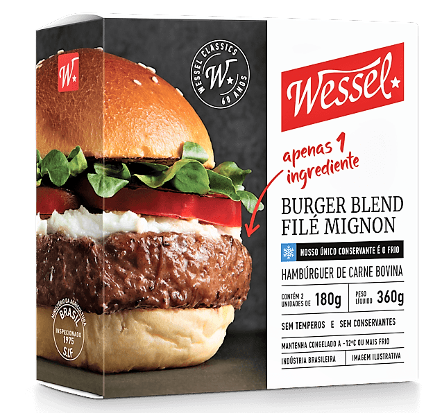 Encontraproduto.com.br - Hambúrguer de Filé Mignon Congelado Wessel 360g com 2 Unidades