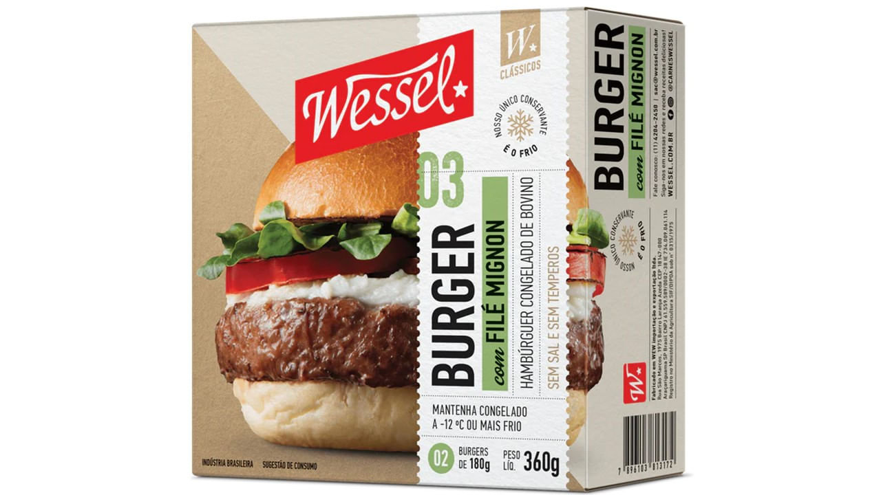 Encontraproduto.com.br - Hambúrguer de Filé Mignon Congelado Wessel 360g com 2 Unidades