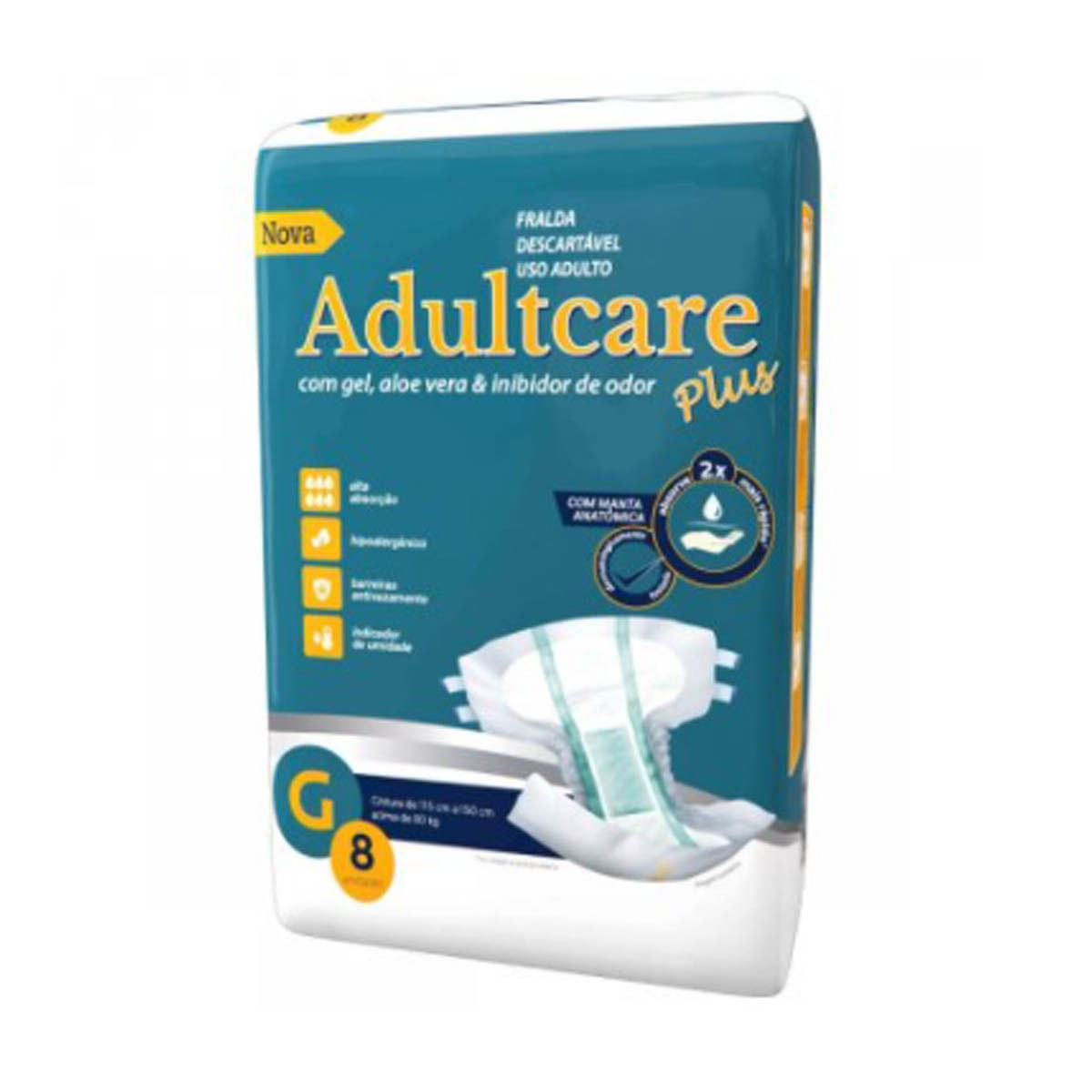 Fralda Geriátrica Tamanho G Adultcare 8 Unidades