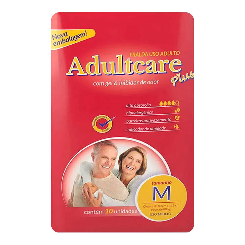 Fralda Geriátrica Tamanho M Adultcare 10 Tiras