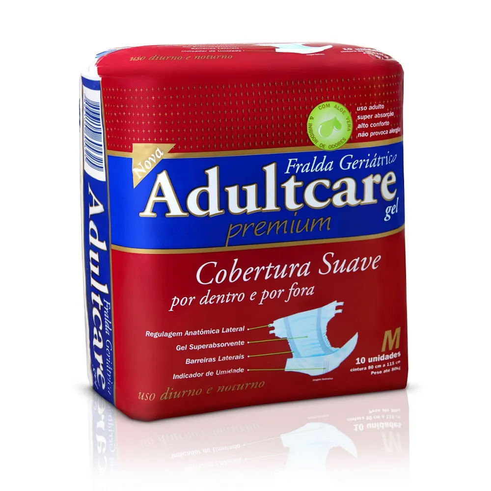 Fralda Geriátrica Adultcare Premium tamanho M - 10 unidades