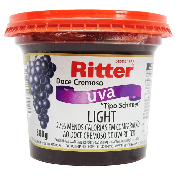 Encontraproduto.com.br - Doce Cremoso Schmier Uva Light Ritter Pote 380g