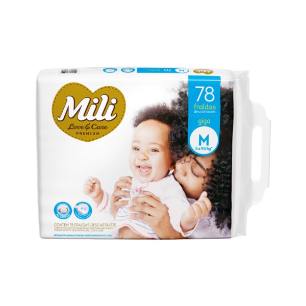 Encontraproduto.com.br - Fralda Mili Love E Care Com 78 Tam.m Giga