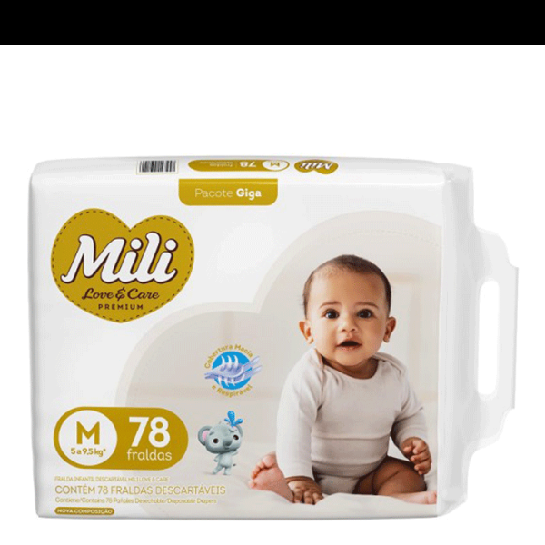 Encontraproduto.com.br - Fralda Mili Love E Care Com 78 Tam.m Giga