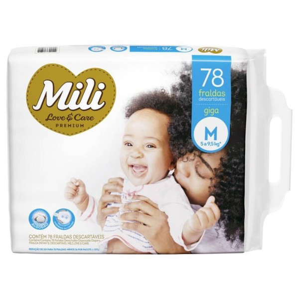 Encontraproduto.com.br - Fralda Mili Love E Care Com 78 Tam.m Giga