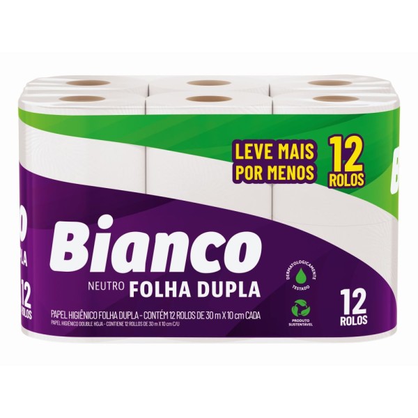 Encontraproduto.com.br - Papel Higienico Mili Bianco Folha Dupla 30 Mt 12 Unidades