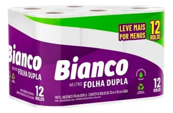 Encontraproduto.com.br - Papel Higienico Mili Bianco Folha Dupla 30 Mt 12 Unidades