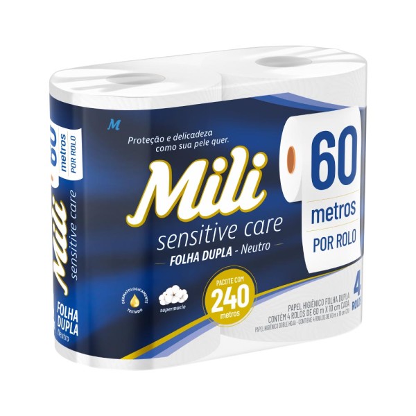 Encontraproduto.com.br - Papel Higiênico Mili Folha Dupla 60m. com 4 Rolos