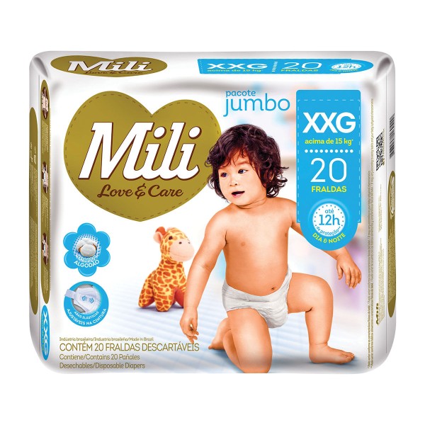Encontraproduto.com.br - Fralda Mili Love&Care Jumbo Xxg C/20 Unidades