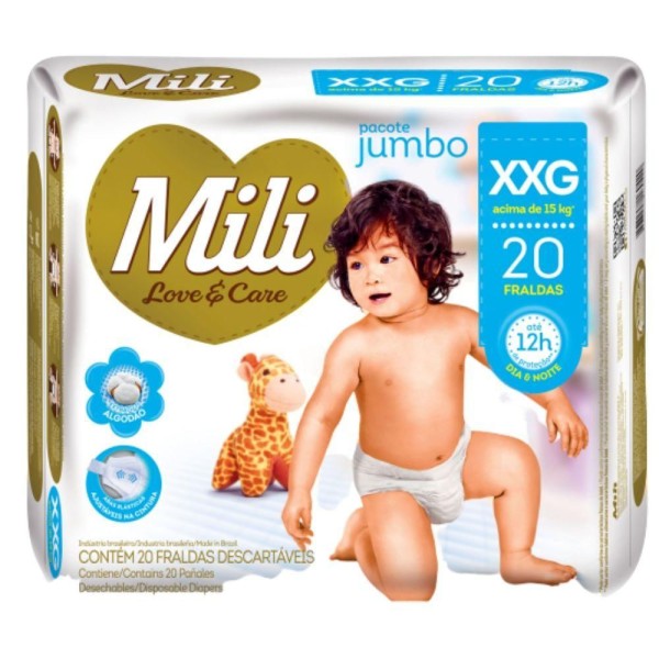 Encontraproduto.com.br - Fralda Mili Love&Care Jumbo Xxg C/20 Unidades