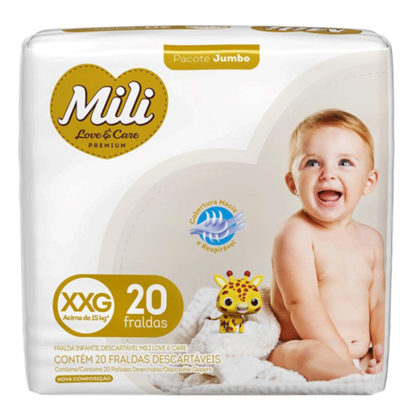 Encontraproduto.com.br - Fralda Mili Love&Care Jumbo Xxg C/20 Unidades