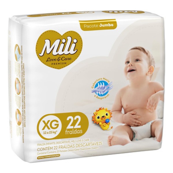 Encontraproduto.com.br - Fralda Mili Love&Care Jumbo Xxg C/20 Unidades
