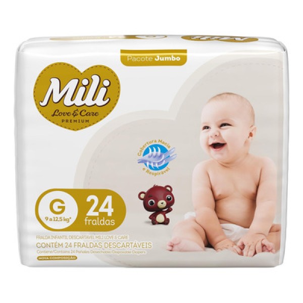 Fralda Mili Love&Care Jumbo G C/24 Unidades