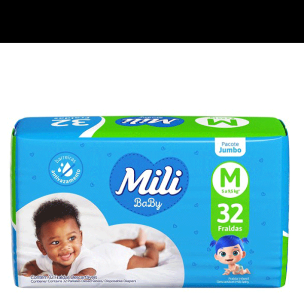 Encontraproduto.com.br - Fralda Mili M Ultra Seca Jumbo - 32 Unidades