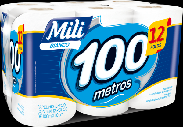 Encontraproduto.com.br - Papel Higiênico Mili Bianco 100 Metros Neutro Com 12 Rolos