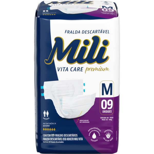 Encontraproduto.com.br - Fralda Mili Vita Adulto M Com 9 Unidades