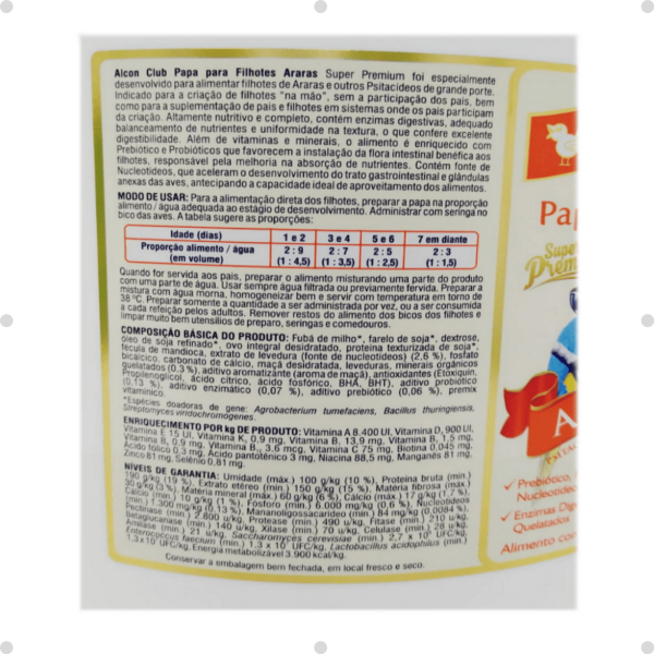 Encontraproduto.com.br - Ração Alcon Club Papa Filhotes Araras Super Premium 6 Kg
