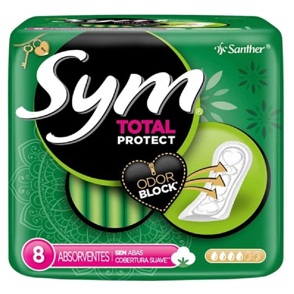 Absorvente Sym Suave Sem Abas Verde com 8 Unidades