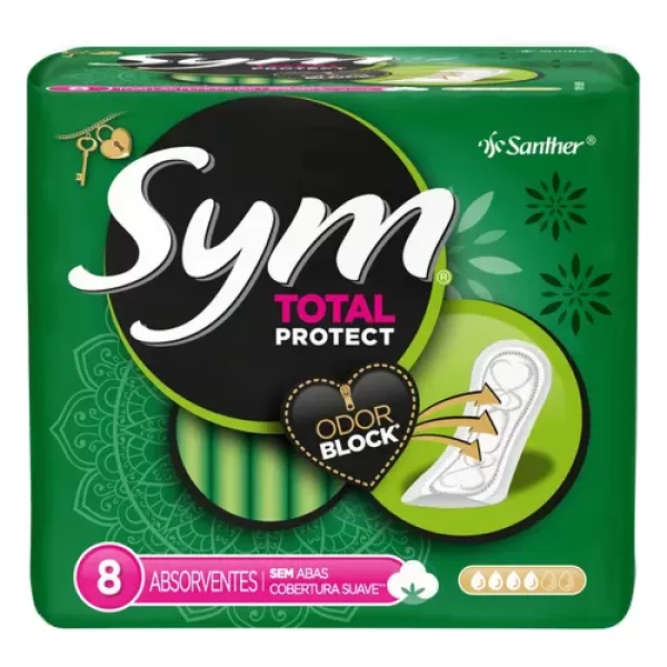 Absorvente Sym Suave Sem Abas Verde com 8 Unidades
