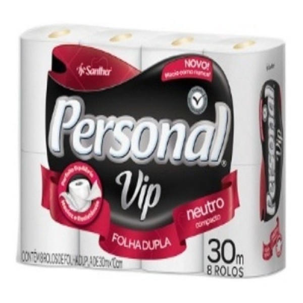 Papel Higiênico Folha Dupla Compacto com 08 rolos Personal Vip