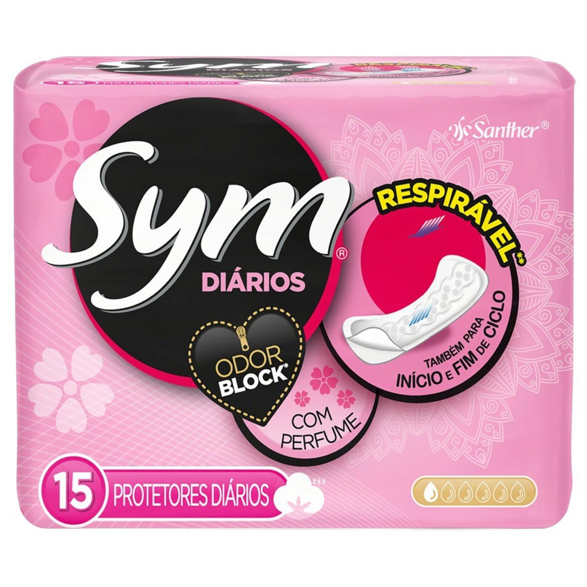 Encontraproduto.com.br - Protetor Diário Sym Com Perfume Com 15 Unidades