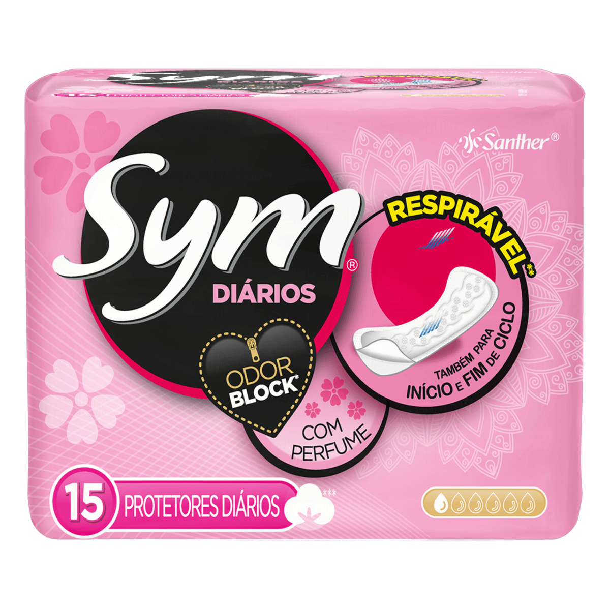 Encontraproduto.com.br - Protetor Diário Sym Com Perfume Com 15 Unidades
