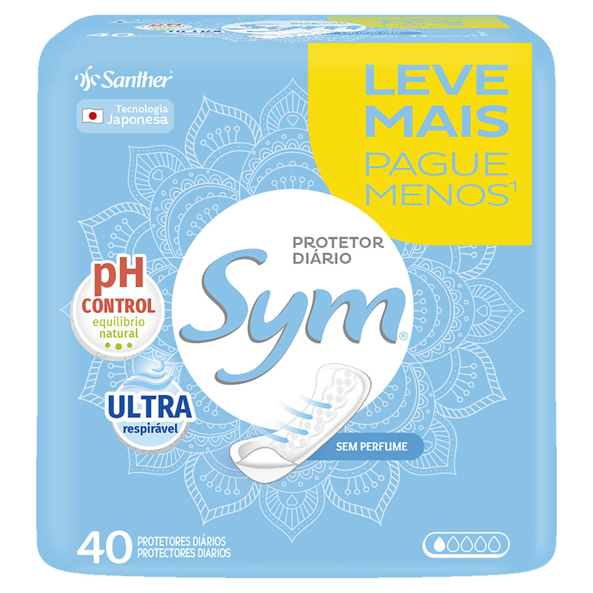 Encontraproduto.com.br - PROTETOR DIARIO SYM C/40UN LV+PG- S/ABAS