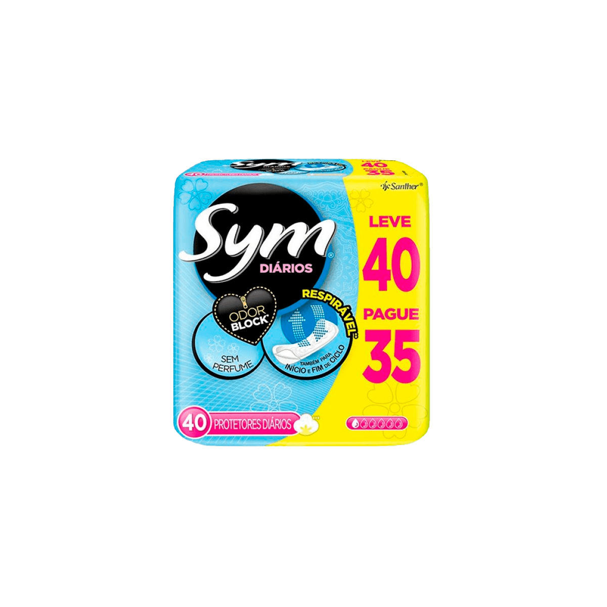 Encontraproduto.com.br - PROTETOR DIARIO SYM C/40UN LV+PG- S/ABAS