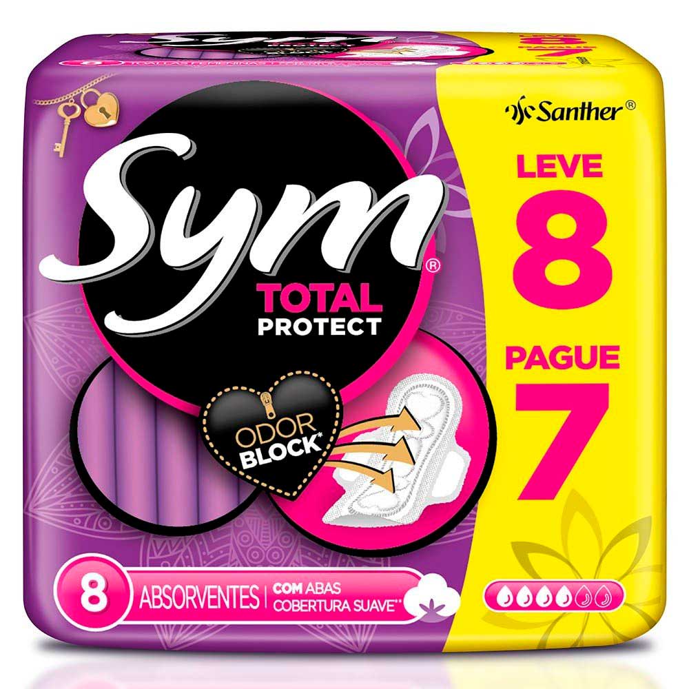 Encontraproduto.com.br - Absorvente SYM com abas normal suave 8 unidades